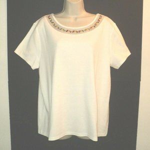 NEW Rafaella XXL Top, Snow White, Embellished
